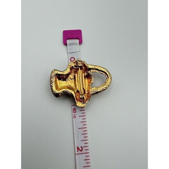 1928 Flower Basket Brooch Enamel Iridescent Crystals Porcelain Gold Tone Vintage - Picture 7 of 7